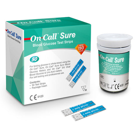 On Call Sure Glucometer Test Strips (50/Vial)