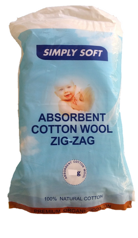 Simply Soft Organic Zig Zag Cotton Wool Roll - 25g