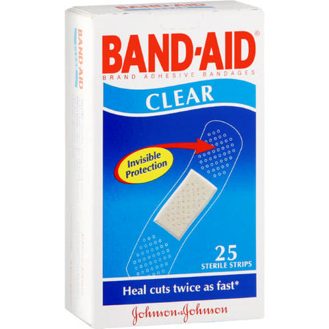 Band-Aid Adhesive Bandages Clear (25 Strips/Box)