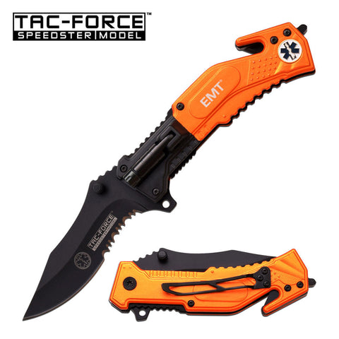 Tac-Force Tactical Spring Assisted Knife with LED Light TF874EM