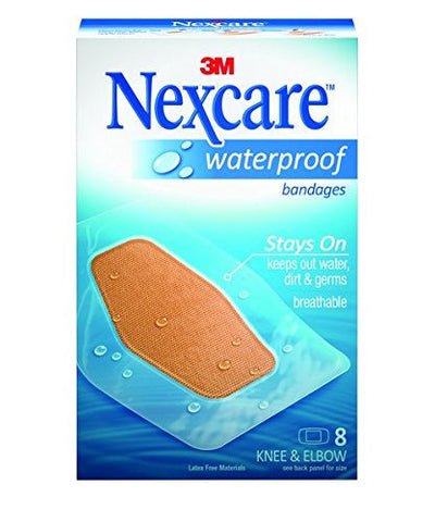 Nexcare Waterproof Clear Bandage, Knee and Elbow, 8/Box