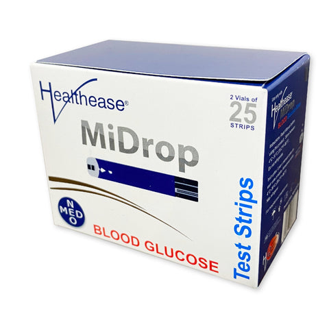 Healthease MiDrop Glucometer Strips (50/Box)